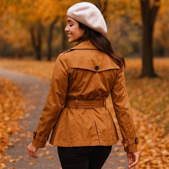 Express Trench Double Breasted Peacoat Long Sleeve Mid-Length Windbreaker Jacket - Picture 3 of 11